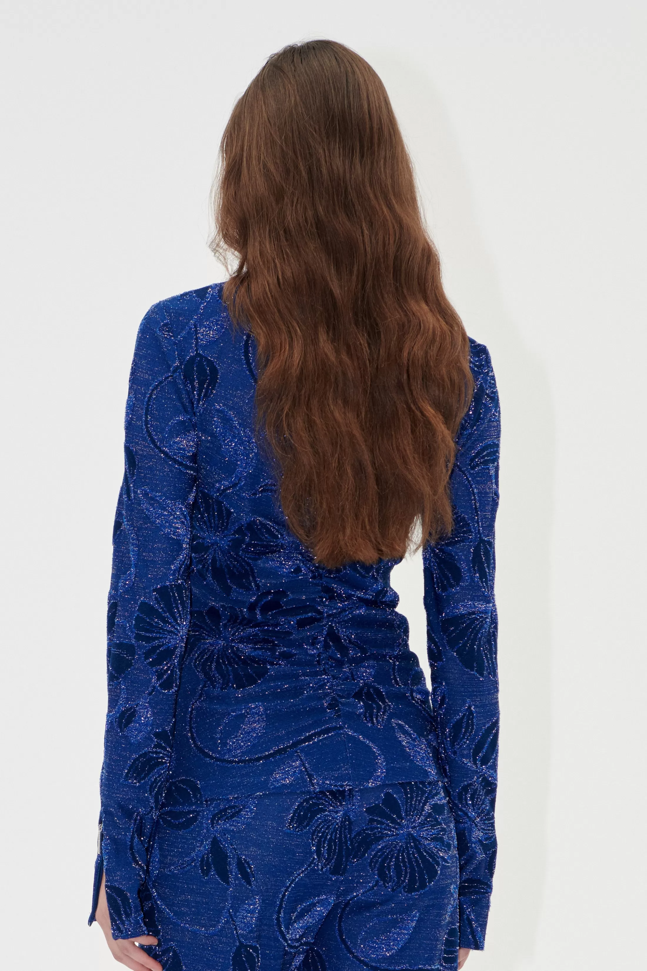 Online Gathered Long Sleeve High Neck Collar Top - Fine Line Poppies Bluser & Skjorter